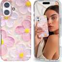 Magnetic for iPhone 16 Case Cute for Women Girls, Compatible with Magsafe,[Drop Protection] Slim Colorful Flowers Heart Oil Painting Girly Phone Case for iPhone 16