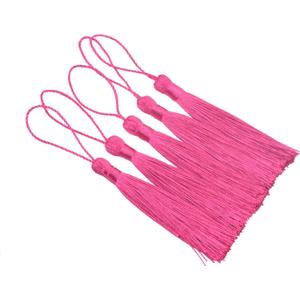 KONMAY 20pcs 3.5'' Small Silky Soft Craft Mini Bookmark Tassels with Loops for Jewelry Making, Gift Wrapping, Zipper Pull, Home Decor(Rose)