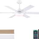 46 - Inch White Outdoor Ceiling Fan with Dimmable 3 - Color Light & Remote: Quiet 6 - Speed Reversible DC Motor, Ideal for Living Room, Patio & Kitchen
