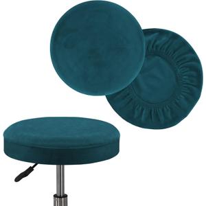 Turquoize 2 Pack Bar Stool Covers Round Stool Covers with Elastic Bands Bar Stool Seat Covers Slipcover Washable Stool Cushion Covers Feature Stretch Thick Fabric, Dia 16"-18", X-Large, Deep Teal
