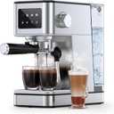20 Bar Espresso Machine with Milk Frother, Stainless Steel Coffee Maker with Touch Screen & Cold Brew, 45s Fast Heat Small Cappuccino & Latte Machine with 57.5oz Removable Water Tank for Home, Silver