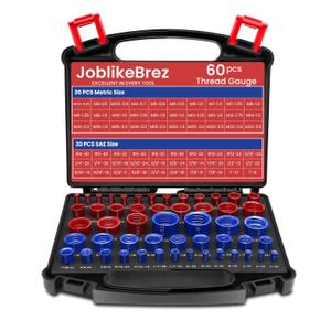 Thread Checker, 60pcs Nut and Bolt Thread Checker, 30 Inch & 30 Metric Box Set Thread Gauge, Thread Checker Standard and Metric Suitable for Size Checker of Bolts or Nuts in Narrow Areas (Red)
