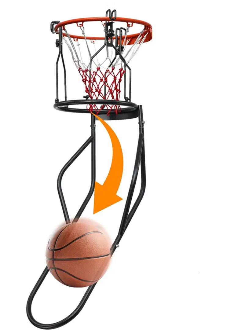 Basketball Rebounder, Heavy Duty Basketball Return Attachment, 3 Stable Large Hooks, Fits 18" Rim Basketball Hoop, Outdoor & Indoor Training Accessories for Shooting Practice