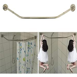 Sikaiqi Stretchable 304 Stainless Diamond Shaped Bathroom Bathtub Corner Shower Curtain Rod Rack (Diamond Shaped, Both Sides: 17"-25.6",Middle:20"-26)