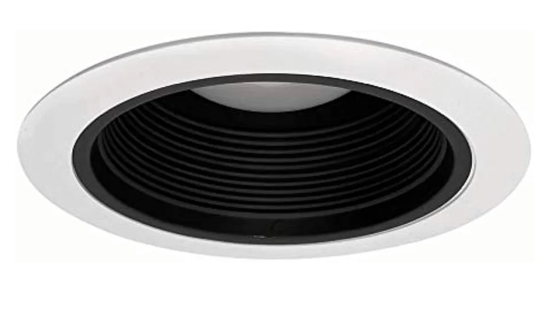 NICOR Lighting 6 inch Black Cone Baffle Trim with White Trim Ring, Fits 6 inch Housings (17551A)