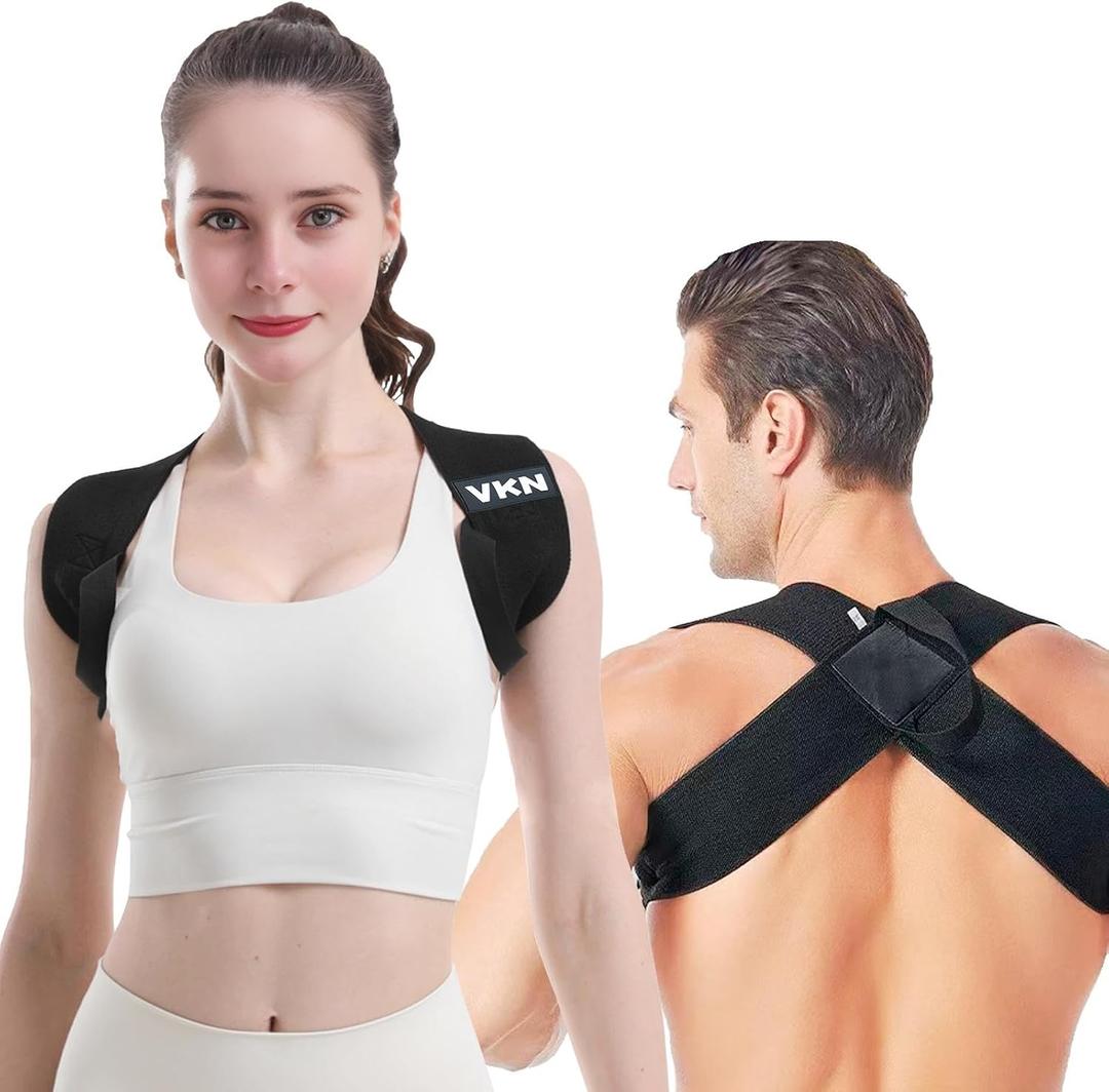 VKN Posture Corrector with Heavy Shoulder Straps - One-Piece Back Brace for Daily Workout & Gym - Breathable Elastic Spine Alignment Trainer for Men and Women - Snug Fit Body Shape Corrector for Home & Office L