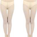 2-Pack Slightly Transparent Tights for girls & women, High Elasticity Sheen Pantyhose, For Work Dance Casual. (S)