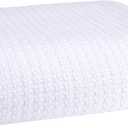 Elvana Home 100% Cotton Bed Blanket, Breathable Bed Blanket Twin Size, Cotton Thermal Blankets Twin, Perfect for Layering Any Bed for All Season, White (Twin (60"x90"))