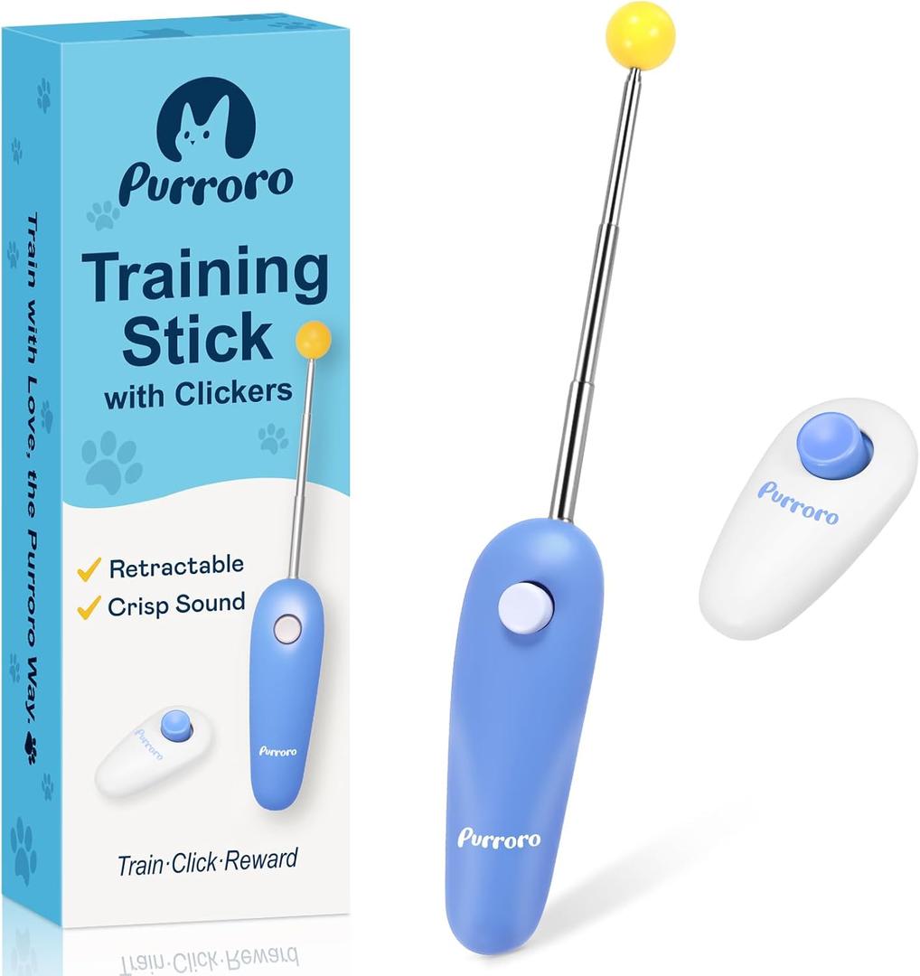 Cat Training Clicker Kit  Includes Finger Clicker and Target Stick  Perfect for Positive Reinforcement, Behavior & Obedience Training Indoors & Outdoors  Suitable for Dogs, Birds & Small Pets