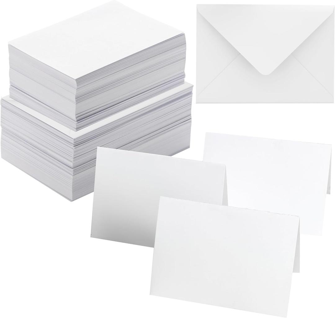 100 Pack Blank Cards and Envelopes, White, 5x7 Inch, Premium Quality, DIY Greeting Cards for All Occasions