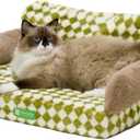 MEWOOFUN Cat Bed for Indoor Cats Orthopedic Dog Bed for Small Medium Dogs, Egg- Foam Pet Bed with Removable Washable Cover and Non-Slip Bottom (Medium, Green)