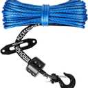 3/16" Synthetic Winch Rope Kit, 3/16 In x 50 Ft 8500LBs Strength ATV Winch Rope Line with Steel Hook, Fairlead, Rubber Stopper, Protecting Sleeve and Thimble, Suitable for ATV, SUV, Vehicle (Blue)