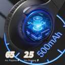 KVIDIO Bluetooth Headphones Over Ear, 65 Hours Playtime Wireless Headphones with Microphone, Foldable Lightweight Headset with Deep Bass, HiFi Stereo Sound Low Latency for Travel Work Cellphone (Black)