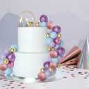 ASTARON 50 Pcs Ball Cake Topper Sticks Mini Balloons for Cake Decorating Supplies Foam Balls Cake decorations for Party Cake Birthday Cake Toppers Decorations (Pink，Purple，Blue)