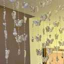 4Pcs Iridescent Butterfly Crystal Beaded Short Curtain Acrylic Door Beads Hanging for Bedroom Living Room, Room Divider for Home Decor Party Wedding, Girls Women Adult