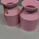 Domensi 6 Pcs Farmhouse Metal Flower Vase Wedding Decor Bulk Rustic Galvanized Milk Can Jug Vase with Bow Flower Bucket for Table Centerpiece Valentine Home (5.12 Inch,Pink)