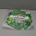 Wooden St. Patrick's Day Decoration Shamrock Door Wreath for Front Door Sign Wall Signs Shamrock Clover Spring Decoration, Irish Sign Welcome Hanging for Home Decor Party Outdoor Indoor Supply