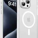 Magnetic for iPhone 15 Pro Max Case, [Compatible with MagSafe] [Military Grade Drop Protection] Translucent Matte Shockproof Anti-Scratch Phone Case, White
