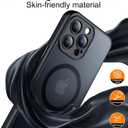 2 x Red2Fire Magnetic for iPhone 15 Pro Case,Upgraded Full Camera Protection,Compatible with Magsafe,Shockproof Protective Translucent Matte Phone Case for iPhone 15 Pro - Black