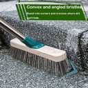 Stainless Steel Wire Brush with Long Handle Deck Broom Brush Floor Scrubber Brush for Cleaning Outdoor Broom for Moss, Tough Stains on Concrete, Grout, Garden, Garage, Patio, Swimming Pool