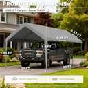 Carport Replacement Canopy Cover 10'x20' for Tent Top Garage Shelter Cover, 800D Heavy Duty Oxford Waterproof & UV Protected Car Canopy Tarp with Ball Bungees (Frame is not Included)