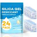 VOISEN 100 Gram 24 Pcs Color-Indicating Silica Gel Packets, Premium Food Grade Desiccant, Transparent Desiccant, Desiccant Packets for Storage, Premium Desiccant Packs for Food, Electronics, Closet
