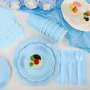 NatNarr 175 Pcs Light Blue Plates and Napkins Set, 25 Guest Blue Party Supplies Include Scalloped Plates Napkin Cup Forks Knives Disposable Plastic Cutlery for Wedding Boy Baby Shower Birthday