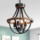 Farmhouse Chandelier, Modern Hanging Pendant Lighting, 4-Light Rustic Ceiling Light Fixture, Vintage Chandelier for Hallway Foyer Dining Room Entryway Kitchen Island Bedroom