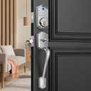 AkaGear DS10 Keyless Entry Door Lock with Handle Set - Fingerprint Door Locks, Electronic Keypad Deadbolt, Smart Locks for Front Door, Auto-Lock & One Touch Locking, Easy Installation - Satin Nickel