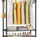 VIPEK R3 Heavy Duty Garment Rack with Lockable Wheels, Portable Rolling Closet with Adjustable Shelves & Hanging Rod & Side Hooks, Compact Space-Saving Storage for Small Apartments/Dorms (Black)