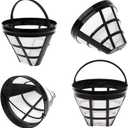 2 x Reusable 4 Cone Coffee Filter, Permanent Filter Basket for 8-12 Cup Coffee Makers, Filter #4 Cone Coffee Filter for Brew Coffee Maker, Permanent Filter for Coffee Bar Brewer Accessories, 2 Packs