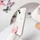 NITITOP Compatible with iPhone 13 Case Cute Lily Flowers Floral Butterfly for Women Girls Slim Fit Soft TPU Bumper Silicone Shockproof Full Camera Protective Cover - White