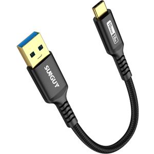 SUNGUY 10Gbps 6 inch/0.5FT Android Auto USB Cable, 3A USB C 3.1 Gen2 Cable Data Transfer, USB C CarPlay Cable Fast Charging Compatible with iPhone 17/16/15 Series, Samsung Galaxy S25 S24 Ultra, Pixel