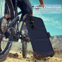 for Samsung Galaxy A35 5G Case with 2 Pack Tempered Glass Screen Protector, [Holster Series] Belt Clip Hard Tough Heavy Duty Rugged Shockproof Protective Cell Phone Case (Dark Blue)