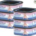6 Pack Jumbo Square Bags Refill Compatible with Diaper Genie Compact, Select Pails (Not Fit Classic), Max Odor Control, Disposal Bag Refills with Continuous Film, Hold Up to 810 Newborn-Sized Diapers