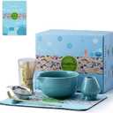 Clay&Fire Matcha Whisk Set, Ceramic Matcha Set, Matcha Bowl with Spout and Whisk, 8 pcs Matcha Tea Kit for Matcha Lovers, Ideal Gift Christmas, Birthday (Blue)