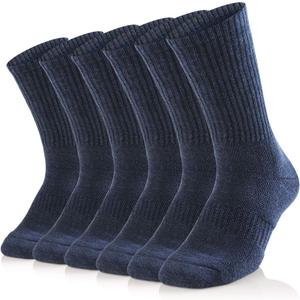 SOX TOWN Unisex Cushioned Crew Training Athletic Socks Men & Women with Combed Cotton Moisture Wicking Breathable Performance (9-11, Navyblue(6 Pairs))