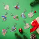 RattanView 24 Sets Christmas Shark Keychain Craft Kit DIY Unfinished Wood Coloring Key Chains Bulk Color Your Own Xmas Shark Keychains Gifts for Christmas Party Favors School Classroom Activities