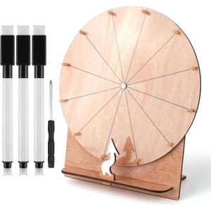 11.4 Inch Wedding Game Spinning Wheel, Wooden Prize Tabletop Spinner Erasable Raffle Spin The Wheel Game with Stand Roulette Wheel for Wedding Engagement Party School Family Games Baby Shower