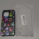 IWONE Compatible with iPhone 14 Promax Case Cute with Card Holder Slim Phone Pro Max Wallet Cover for Women/Colorful Doodle Paws Dog Craws Footprints Animal Watercolor