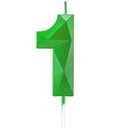 2.75in 3D Diamond Shape Tall 1 Candles, Glitter Happy Birthday Cake Toppers Decorating and Celebrating for Adults/Kids Party/Family Baking (2.75in Green Number 1)