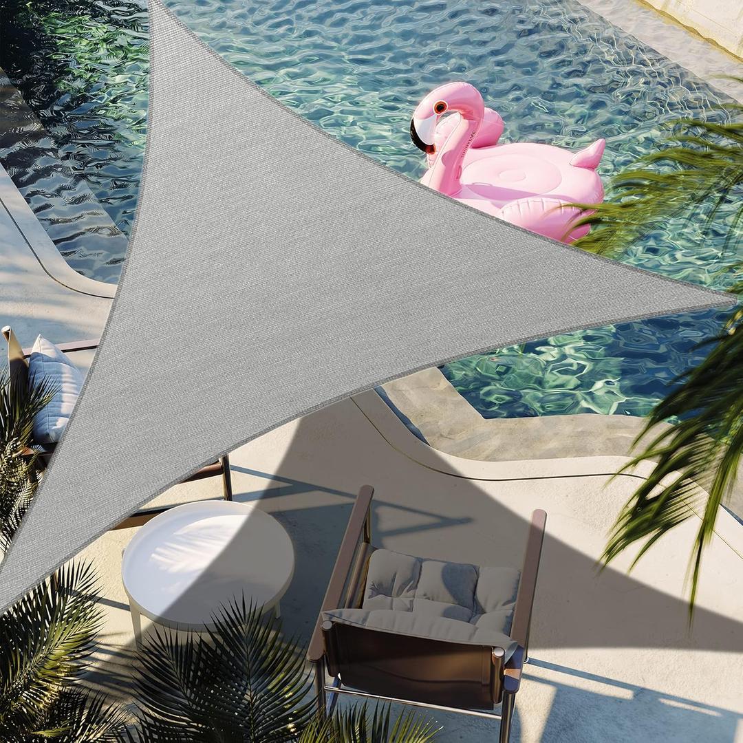 10' x 10' x 10' Gray Triangle Sun Shade Sail Canopy Durable Fabric UV Block Awning Custom