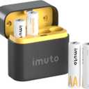imuto Rechargeable aa Batteries with Charger, 3600mWh aa Lithium Batteries 4 Pack, 4 Slot Storage Box Style Lithium Battery Charger, 1.5V 2A Output, 1600+ Cycle Life, 3H Fast Charging
