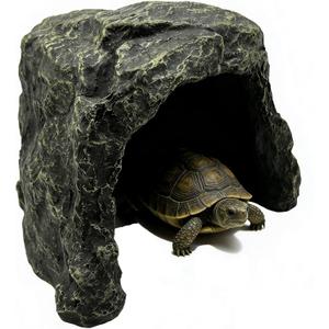Reptile Rock Hide Cave Tortoise Hideout Basking Rock Habitat Accessories Leopard Gecko Hide for Amphibian Snakes Turtles Lizard Fish Bearded Dragon
