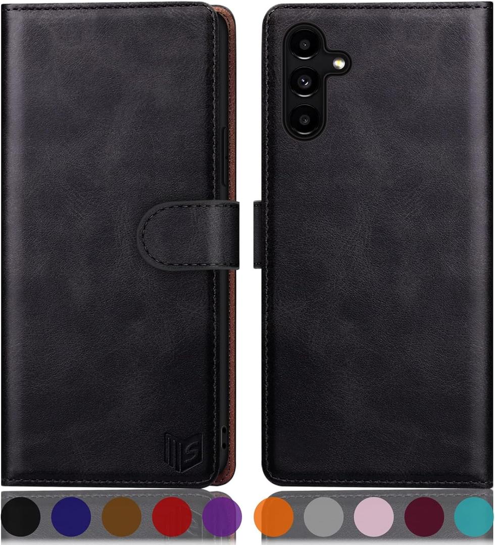 4 x SUANPOT for Samsung Galaxy A35 5G Wallet case with RFID Blocking Credit Card Holder,Flip Book PU Leather Protective Cover Women Men for Samsung A35 Phone case Black