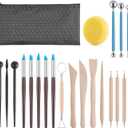 Luney Clay Tools Kit, 25 PCS Ceramics Polymer Clay Sculpting Modeling Pottery Tools Kit, Air Dry Clay for Adults, Pottery Craft, Dotting, Baking, Carving, Drawing, Molding, Modeling, Shaping
