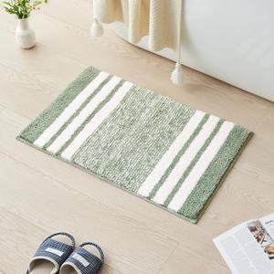 CozeCube Sage Green Striped Bath mats for Bathroom Non Slip, Fluffy Absorbent Microfiber Bath mat Washable, Aesthetic Bathroom Rugs, Cute Bath mat for Sink, 24" x 16"