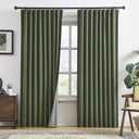 RAIN CITY 2 PCs Olive Green Linen Blackout Curtains 84 Inch Long for Living Room,Pinch Pleated Drape with Hooks Back Tab Boho Decor, Olive Forest Loden Full Black Out Curtains for Bedroom, 50"W x 84"L (Pack of 2), Loden