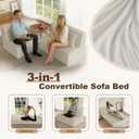 Folding Sofa Bed, One-Piece High-Density Foam Sleeper Chair, Beige, Twin | Convertible Chair & Couch Bed with Pillow, Multi-Purpose Futon Chair, Corduroy Floor Sofa for Living Room, Office, Apartment
