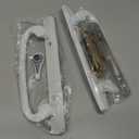 Patio Sliding Glass Door Handle Set with Mortise Lock 45 Keyway, Non-Keyed Offset Position Zinc Diecast I/E Pull Handles, Fits 3-15/16" H.C., 1-3/8" to 2-1/4" Thick Doors, Non-Handed, White